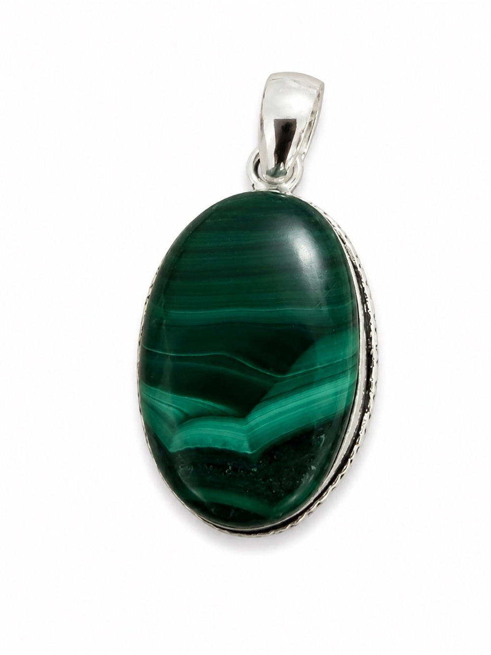 Green Malachite Oval Pendant Necklace - Women Jewelry